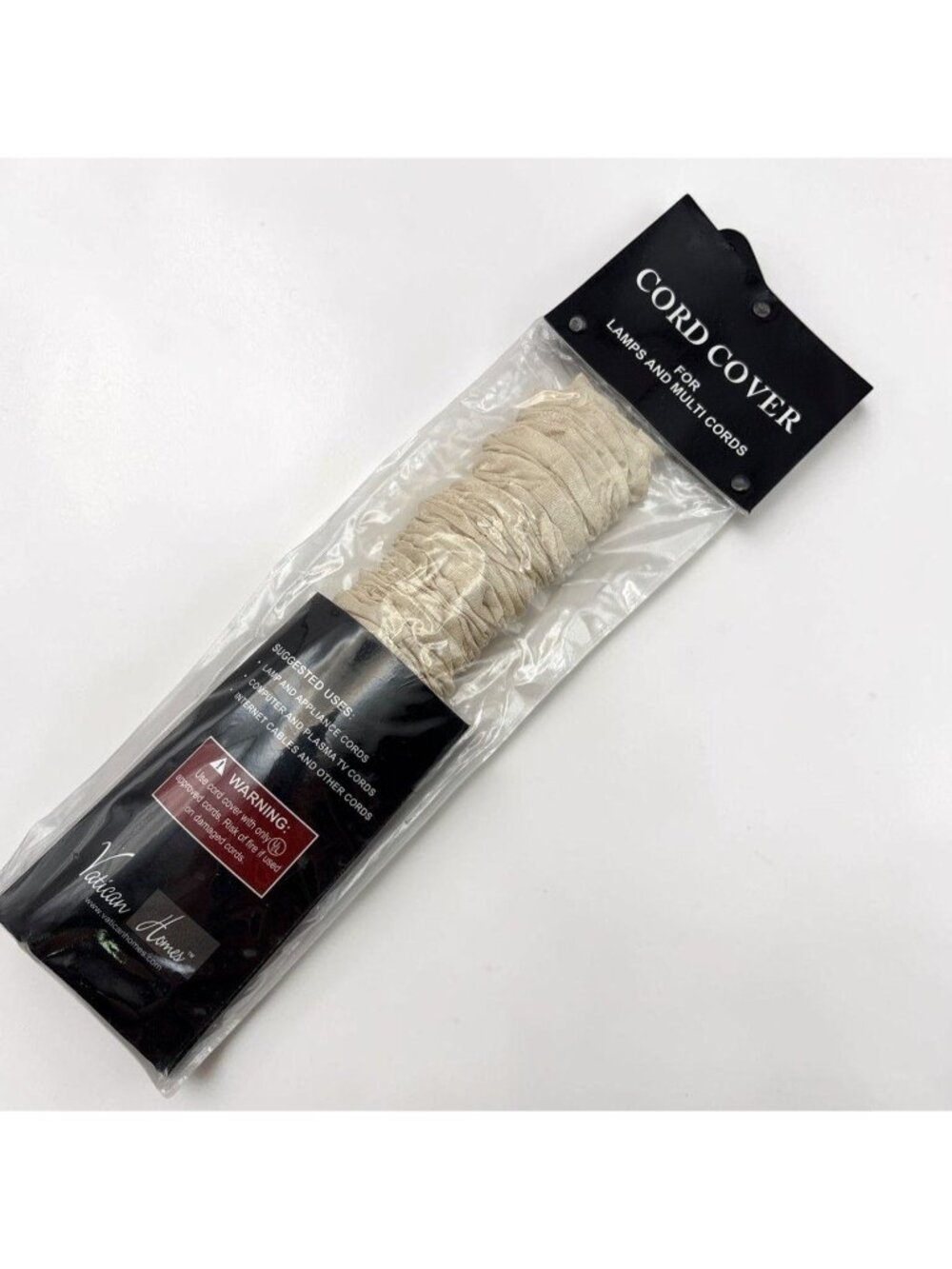 9' Fabric Cord Cover For Lamps Appliances Beige NEW Vatican Homes Cord Sleeve